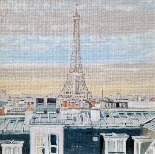 Die Dächer von Paris mit dem Eiffelturm by Ulla Kutter, 油畫 for Sale on Singulart
