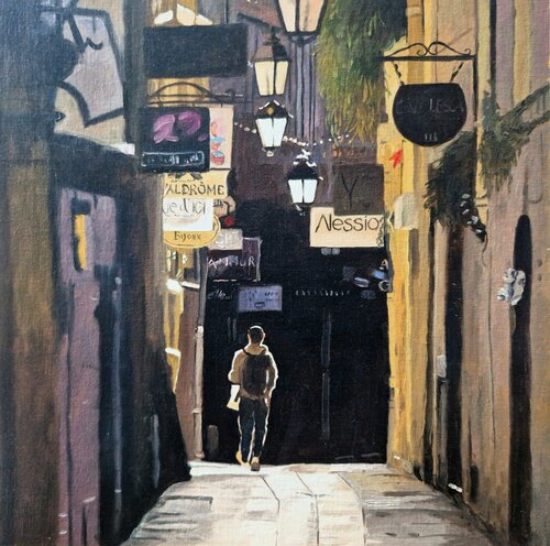Rue de l' Ancien Courier, Montpellier by Ulla Kutter, 油畫 for Sale on Singulart