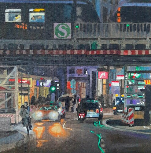 S-Bahnbrücke van Ulla Kutter, Schilderij te koop op Singulart