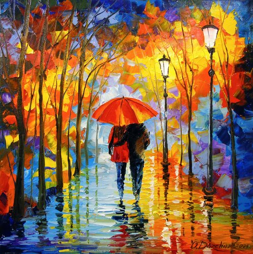 Romance in the autumn park di Olha Darchuk, Pittura in vendita su Singulart