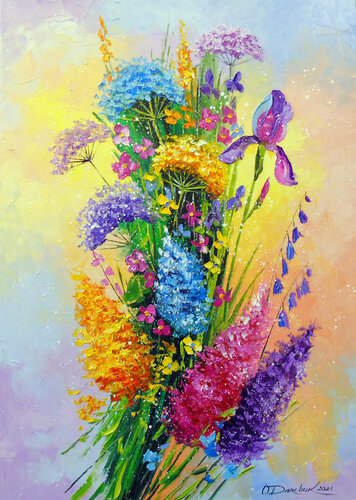 Bouquet of meadow flowers di Olha Darchuk, Pittura in vendita su Singulart
