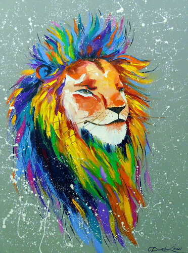 Rainbow Lion von Olha Darchuk, Malerei kaufen auf Singulart