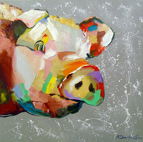 Funny pig di Olha Darchuk, Pittura in vendita su Singulart