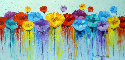 Abstract colorful poppies von Olha Darchuk, Malerei kaufen auf Singulart