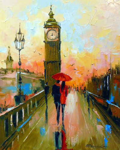 Romance of London in the evening de Olha Darchuk, Pintura a la venta en Singulart