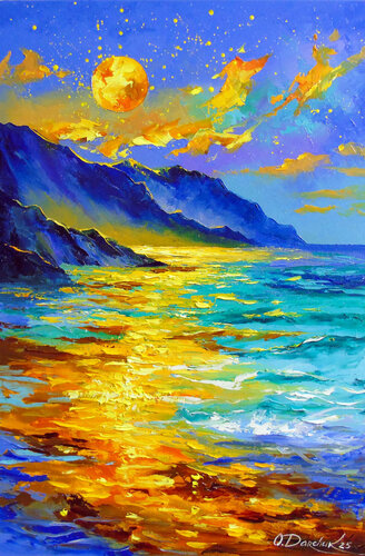 Full moon over the sea de Olha Darchuk, Pintura a la venta en Singulart