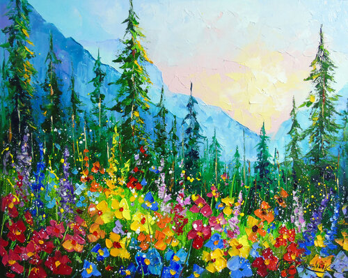 Alpine meadow von Olha Darchuk, Malerei kaufen auf Singulart