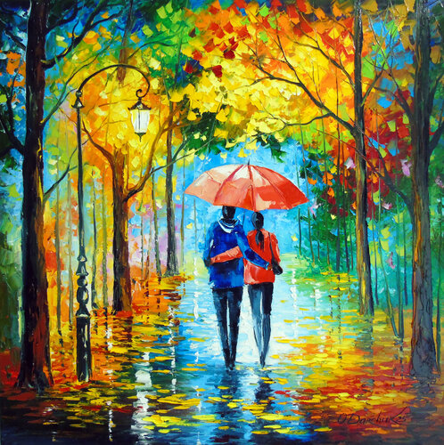 Golden Fall Stroll de Olha Darchuk, Pintura a la venta en Singulart
