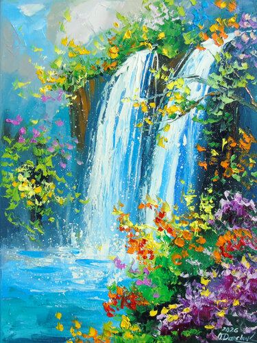Summer Waterfall di Olha Darchuk, Pittura in vendita su Singulart