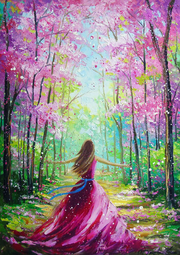 Towards a blooming world with di Olha Darchuk, Pittura in vendita su Singulart