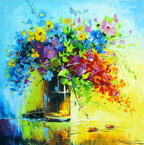 Bouquet of wildflowers van Olha Darchuk, Schilderij te koop op Singulart