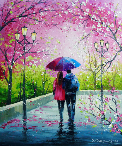 Under the Umbrella of Spring par Olha Darchuk, Peinture en vente sur Singulart