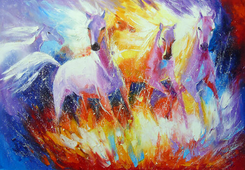 Fire horses van Olha Darchuk, Schilderij te koop op Singulart