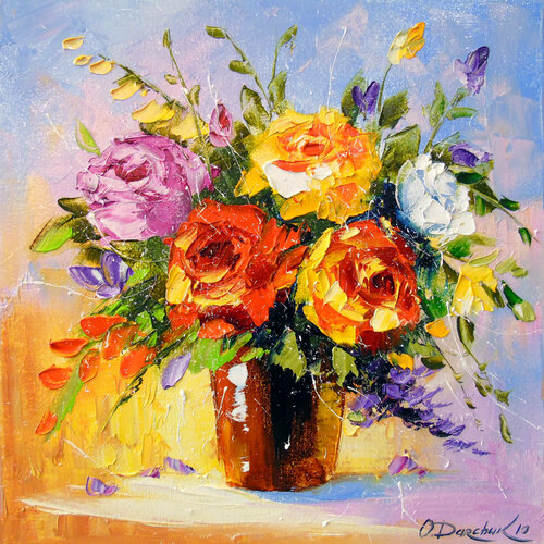 A bouquet of roses di Olha Darchuk, Pittura in vendita su Singulart