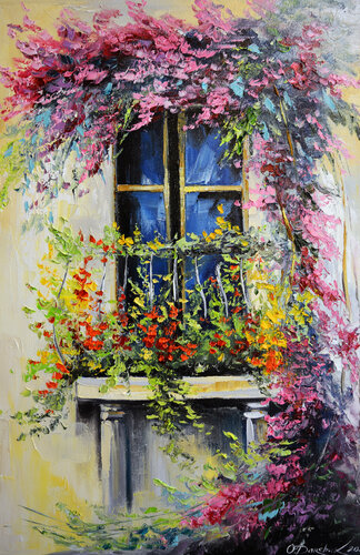 Blooming balcony di Olha Darchuk, Pittura in vendita su Singulart