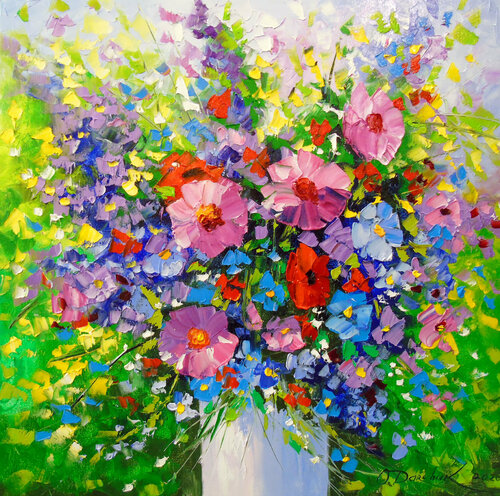 A bouquet of summer flowers di Olha Darchuk, Pittura in vendita su Singulart