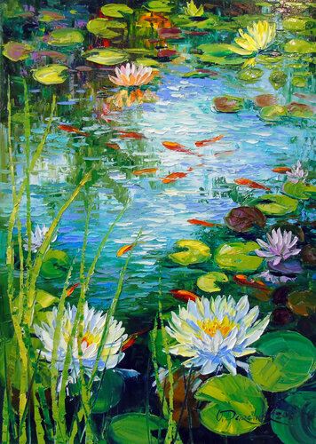 Mesmerizing pond van Olha Darchuk, Schilderij te koop op Singulart