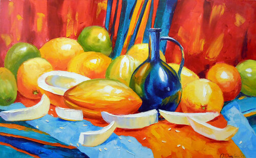 Still life with melon di Olha Darchuk, Pittura in vendita su Singulart
