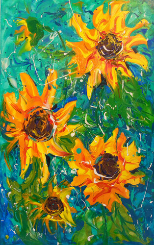 Sunflowers abstract von Olha Darchuk, Malerei kaufen auf Singulart