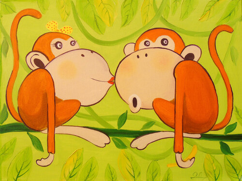 Love monkeys by Olha Darchuk, Painting for Sale on Singulart