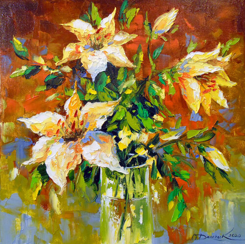 Bouquet of lilies di Olha Darchuk, Pittura in vendita su Singulart