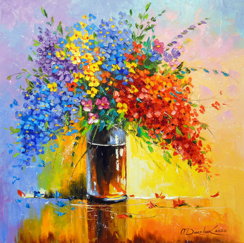 Bouquet of wild flowers di Olha Darchuk, Pittura in vendita su Singulart