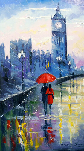 Rain in London di Olha Darchuk, Pittura in vendita su Singulart