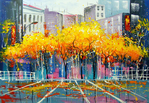 Autumn in Chicago di Olha Darchuk, Pittura in vendita su Singulart