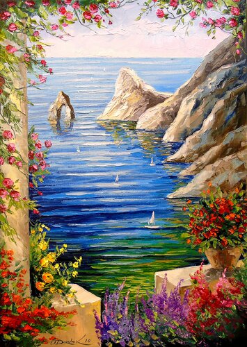 View of the rocks di Olha Darchuk, Pittura in vendita su Singulart
