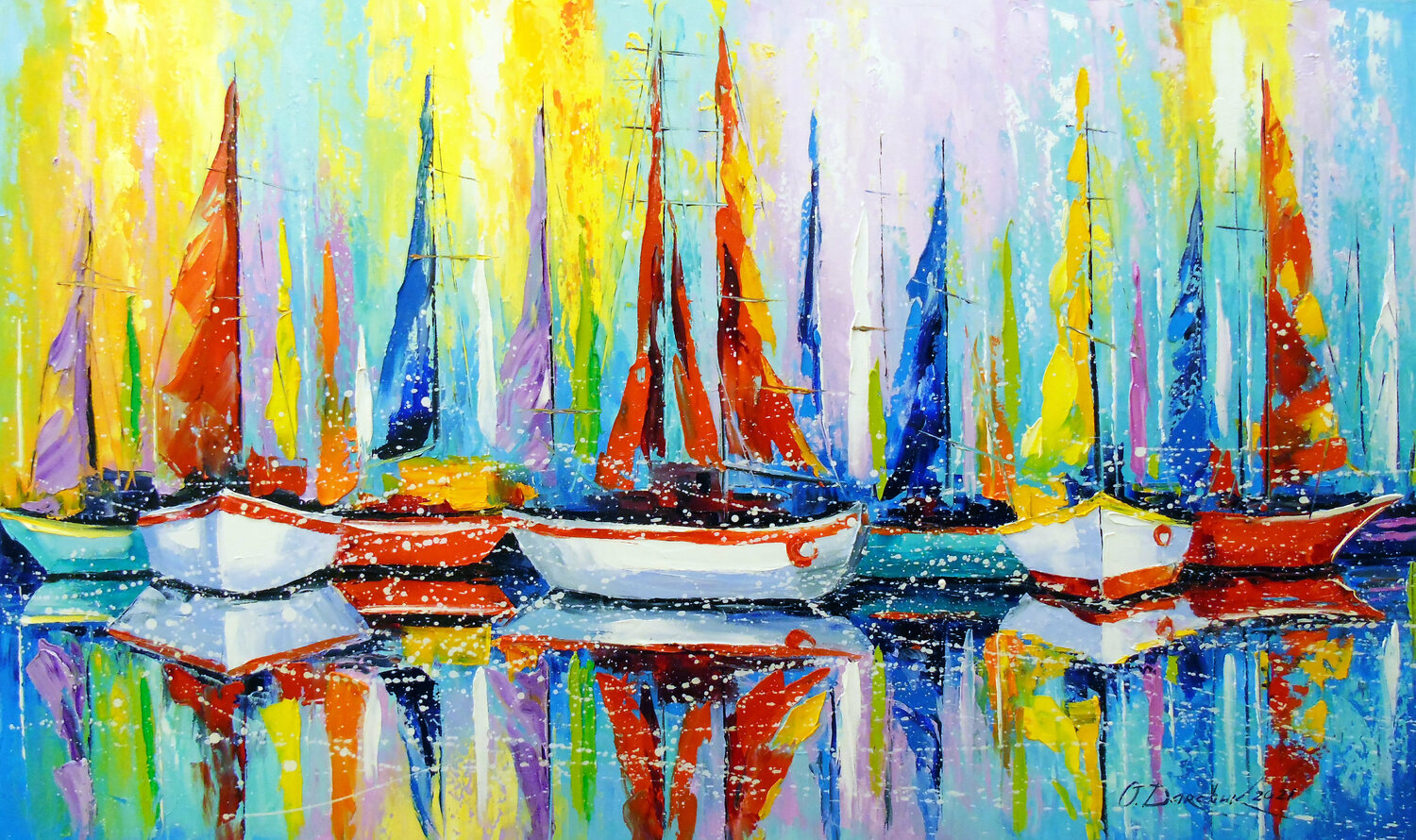 Sailboats by the pier Olha Darchuk