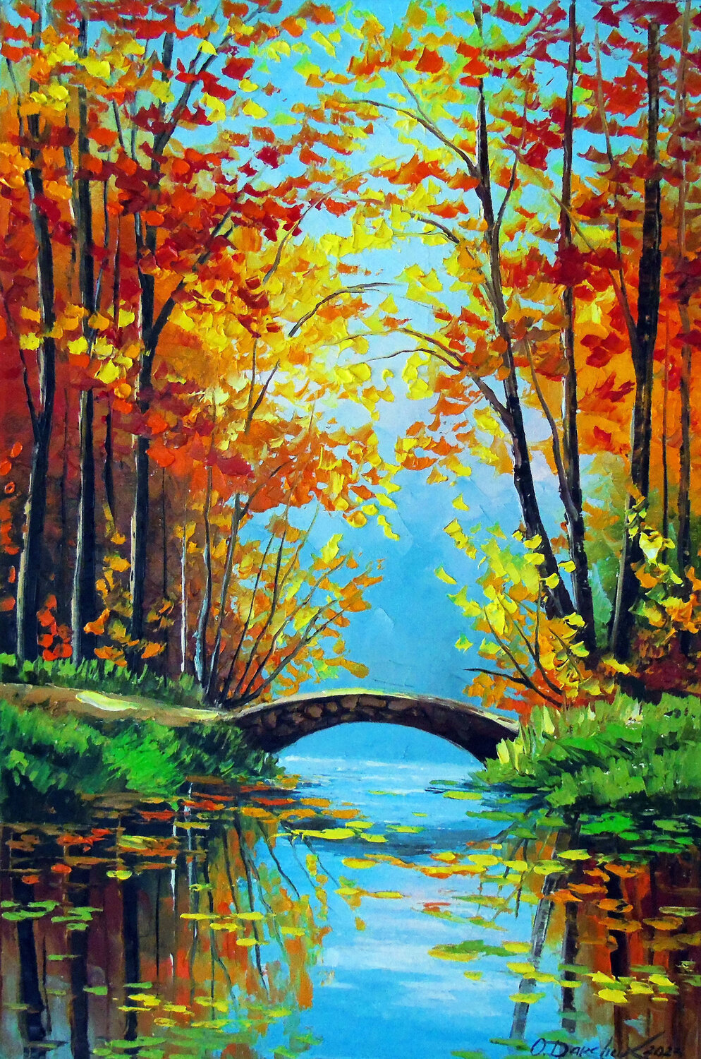 Autumn Pond with Bridge Olha Darchuk
