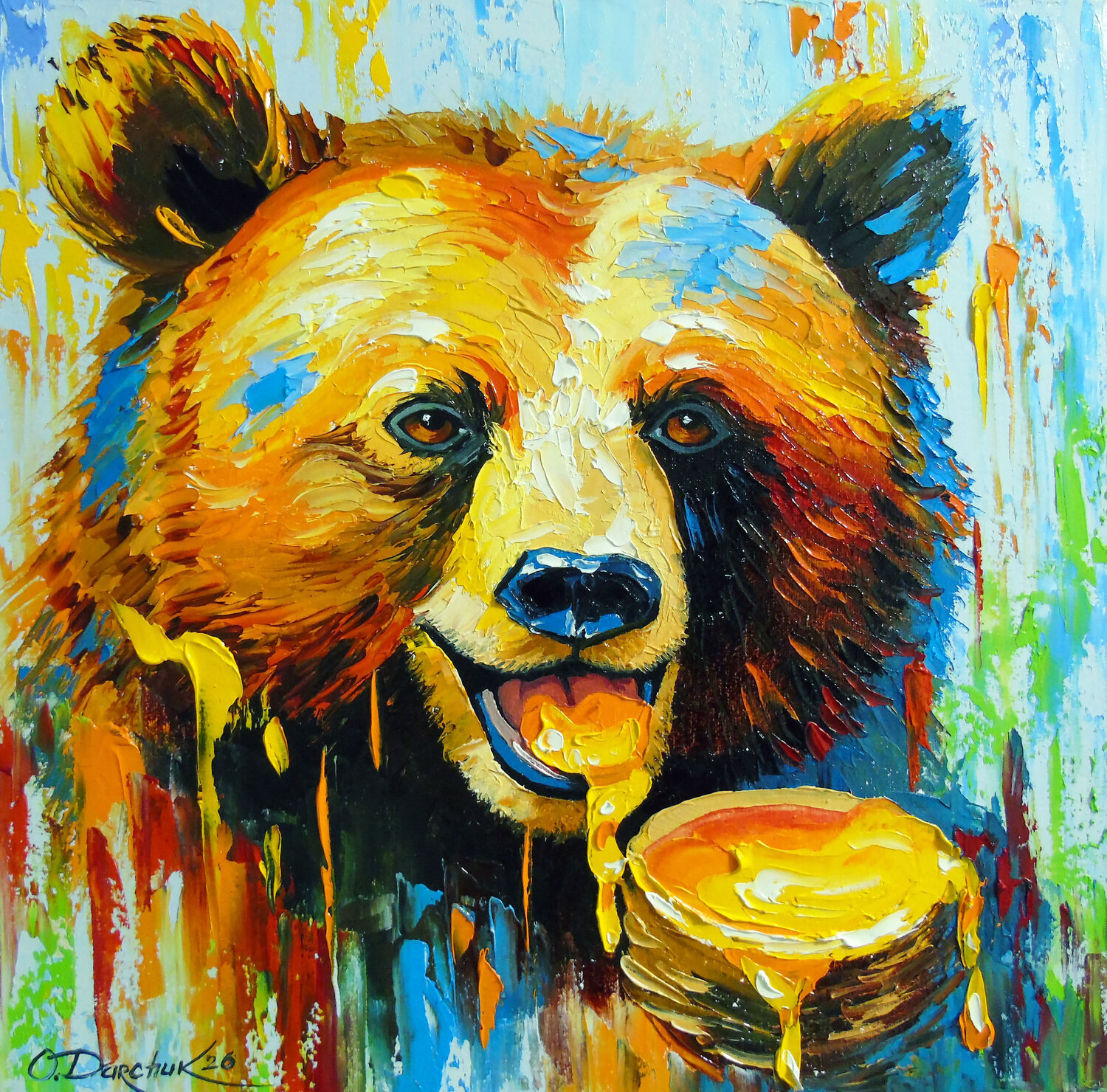 Bear Enjoying Honey Olha Darchuk