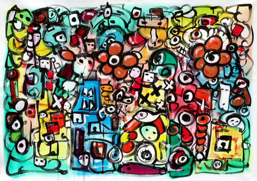 The garden of the watchflowers von Riccardo Vitiello, Malerei kaufen auf Singulart