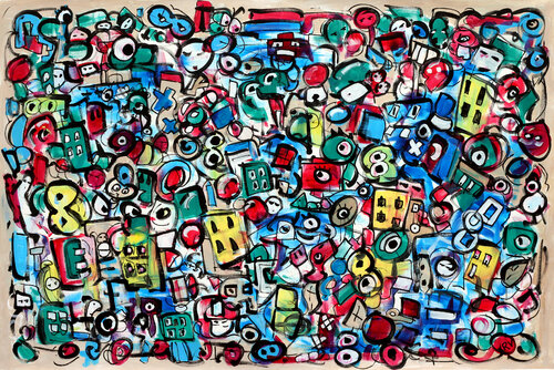 View of the city crowd von Riccardo Vitiello, Malerei kaufen auf Singulart