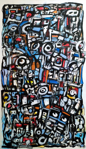 The creature was waiting for colours van Riccardo Vitiello, Schilderij te koop op Singulart