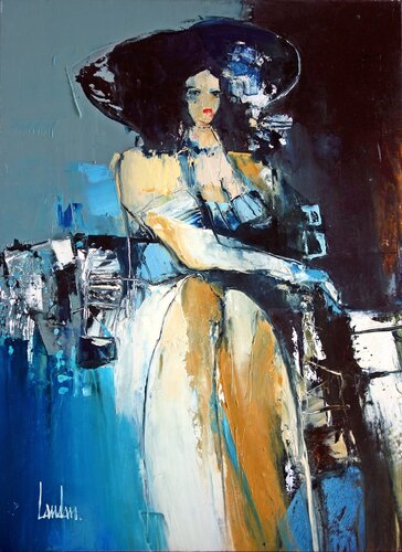 "Femme en bleu" van Thierry Landon, Schilderij te koop op Singulart
