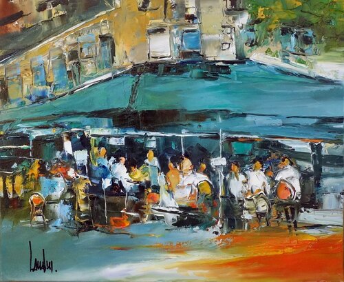 "Terrasse à Paris" van Thierry Landon, Schilderij te koop op Singulart