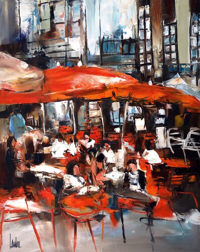 Au grand café par Thierry Landon, Peinture en vente sur Singulart