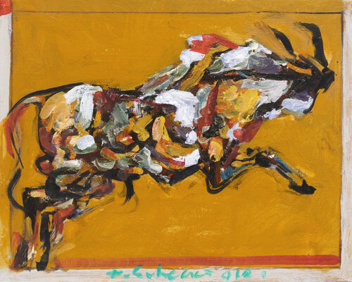 Yellow Bull by Tomislav Suhecki, Painting for Sale on Singulart