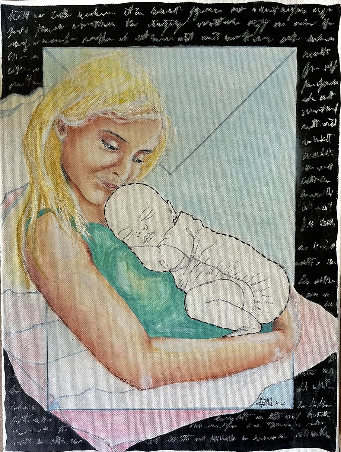 Lettera ad un bambino mai nato by Elisabetta Castello (2023) Painting Pastel on Canvas SINGULART