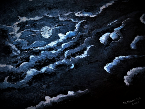 Luna piena (2020) olio su tela - cm 40 x 30 Massimo Mancuso