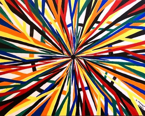 Il buco nero Zig Zag (2024) - olio su  tela - cm 50 x 40 van Massimo Mancuso, Schilderij te koop op Singulart