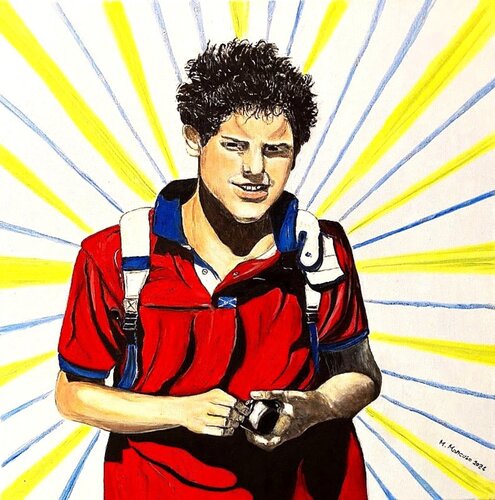 Il Beato Carlo Acutis (2024) - olio su tela - cm 50 x 50 di Massimo Mancuso, Pittura in vendita su Singulart