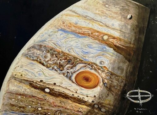 In viaggio per Giove (2026) - olio su tela - cm 50 x 70 van Massimo Mancuso, Schilderij te koop op Singulart