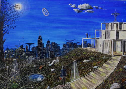 Panorama dalla terra (2018) - olio su tela - cm 70 x 50 van Massimo Mancuso, Schilderij te koop op Singulart