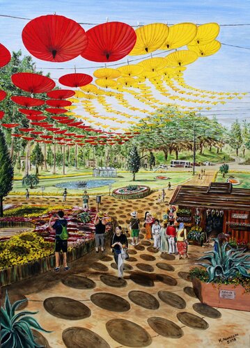 Visita al giardino botanico (2018) - olio su tela - cm 50 x 70 by Massimo Mancuso, Painting for Sale on Singulart