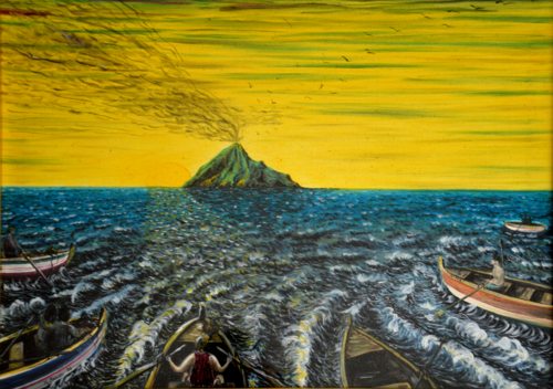 Tramonto sullo Stromboli (1996) - olio su tela - cm 70 x 50 par Massimo Mancuso, Peinture en vente sur Singulart