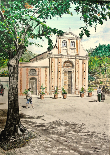 Visita al Santuario di Maria SS Della Catena (2020) - cm 50 x 70 - olio su tela van Massimo Mancuso, Schilderij te koop op Singulart