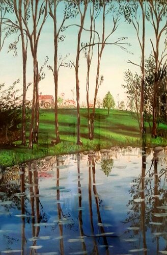 Alberi lungo il fiume (1994) - olio su tela - cm 50 x 70 van Massimo Mancuso, Schilderij te koop op Singulart