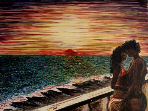 Amanti nel tramonto (2018) - olio su tela cm 40 x 30 von Massimo Mancuso, Malerei kaufen auf Singulart